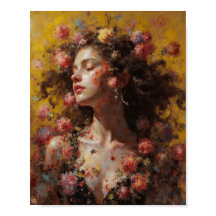Diosa Floral Soñadora – Póster de Arte Romántico