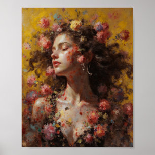 Diosa Floral Soñadora – Póster de Arte Romántico