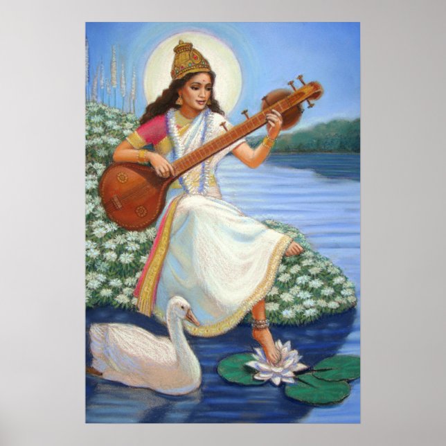 Diosa hindú Poster de arte de Saraswati (Frente)