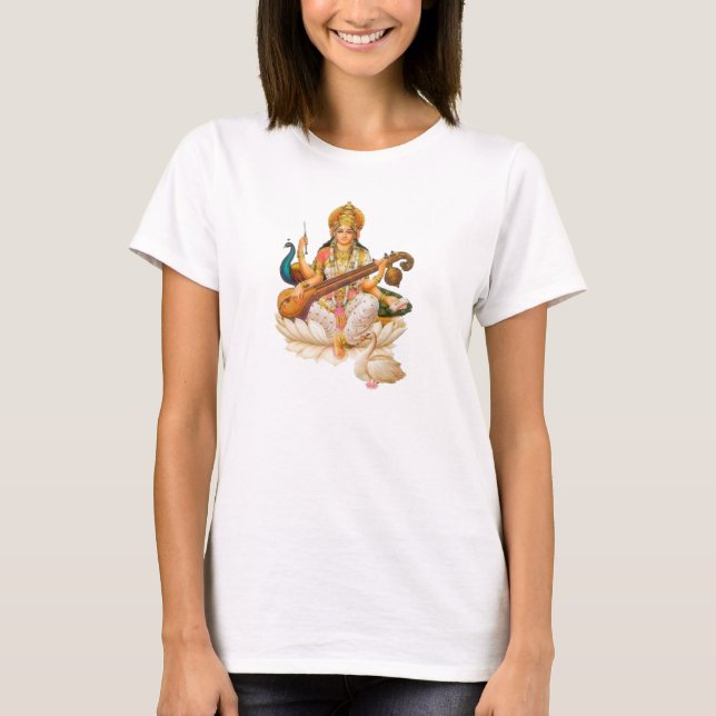 Diosa hindú Saraswati, diseño de camisetas (Anverso)