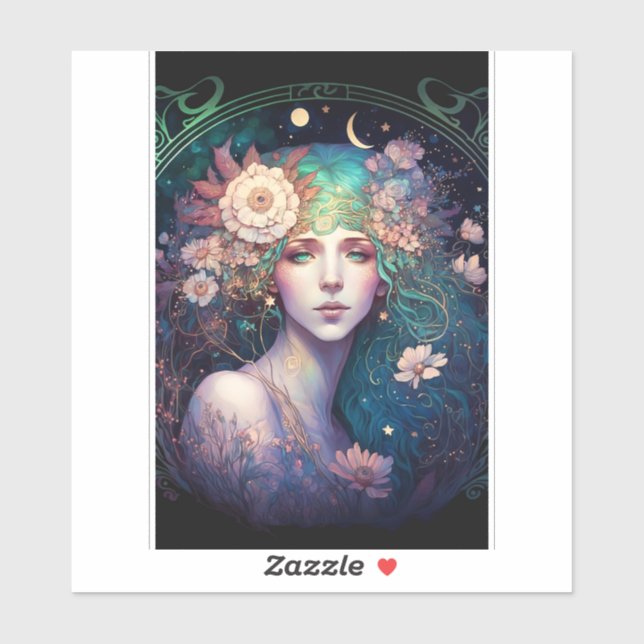 Diosa Pegatina de arte fantasía (Hoja)