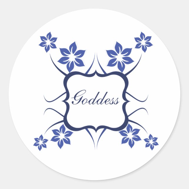 Diosa Pegatinas florales, azul vibrante (Anverso)