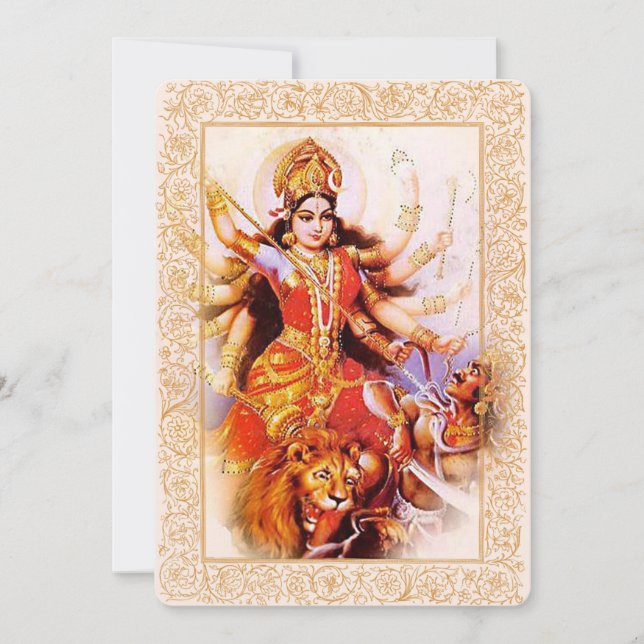 Dioses/Mamáes indios Durga - Tarjeta de invitación (Anverso)