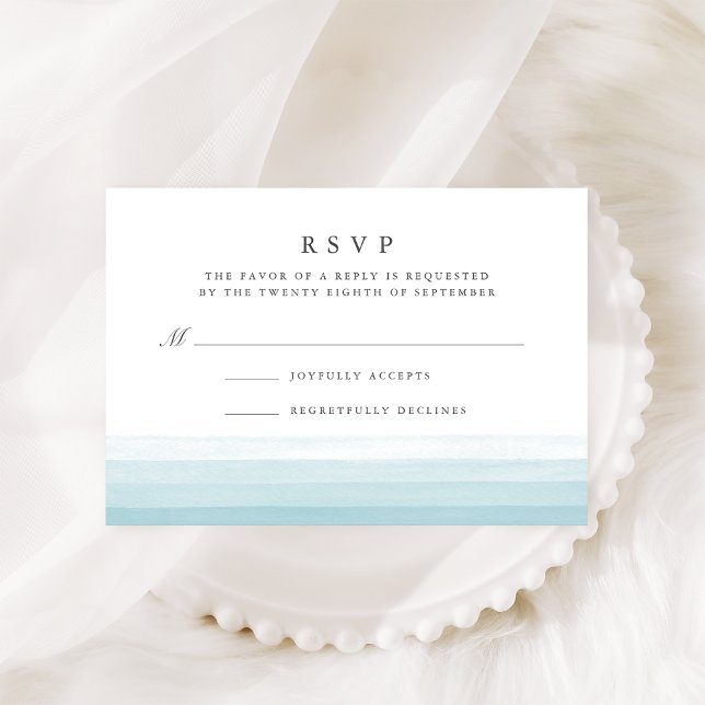 Dip Dye Watercolor RSVP Card | Aqua (Subido por el creador)