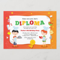 Diploma de cocina Niños Invitación al cumpleaños