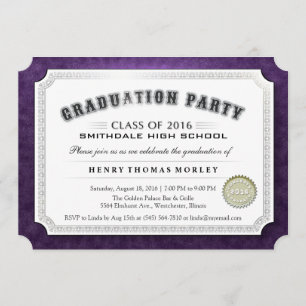 Diploma de Graduación 2016 Invitación morada y bla