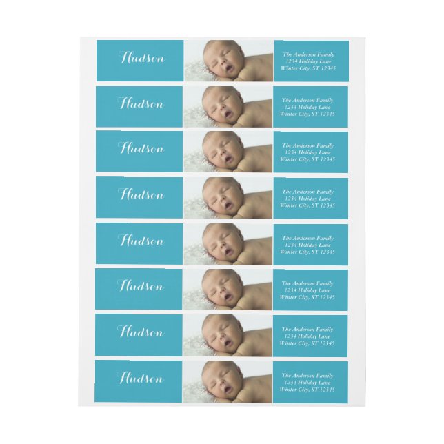 Dirección de devolución azul de foto de Baby Boy (hoja)