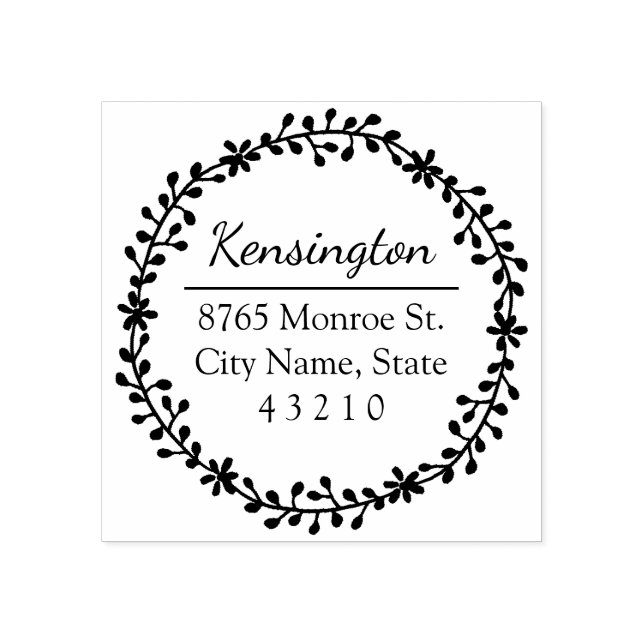 Dirección de devolución de la corona floral Sello  (Impresión)