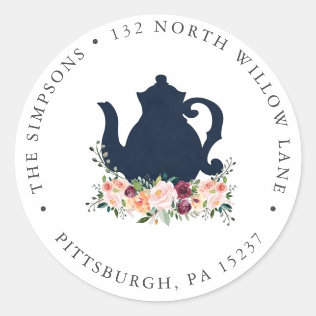 Dirección de devolución del Fiesta de té Pegatina  (Anverso)