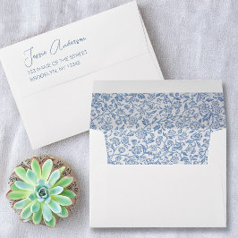 Dirección de devolución floral azul y blanco patró