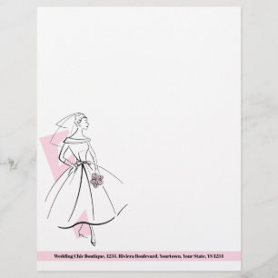 Dirección de membrete rosa de la novia de moda