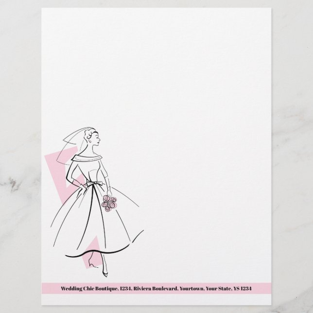 Dirección de membrete rosa de la novia de moda (Anverso)