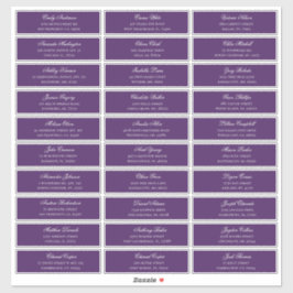 Dirección de nombre de invitados morados. etiqueta