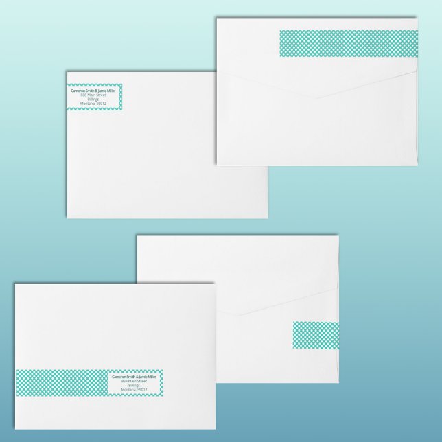 Dirección de Patrón de Lunares Turquesa Blanco Mod (Modern Turquoise White Polka Dot Pattern Address Wrap Around Label)