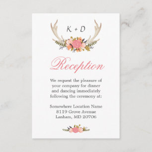 Dirección de Recepción de Boda Floral de Cuerno de