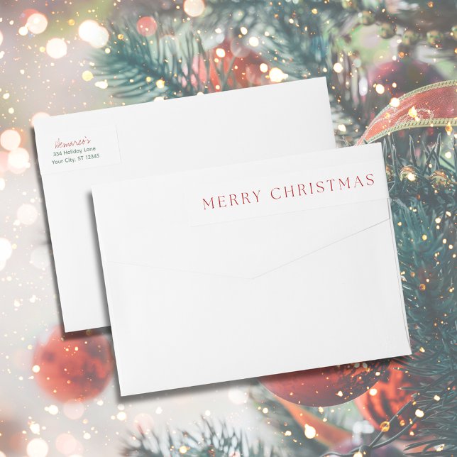 Dirección de Regreso navideño moderno (Modern Merry Christmas Return Address Wrap Around Label
)