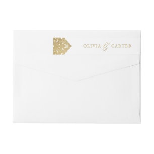 Dirección de retorno de boda vintage elegante y el