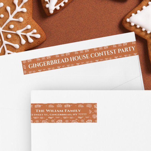 Dirección de retorno de los Navidades de la casa G (This address label is a must-have if you're organizing a Gingerbread House Competition. Buy it now!)