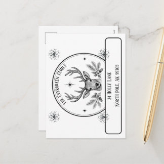 Dirección de retorno de Navidad de Reno vintage