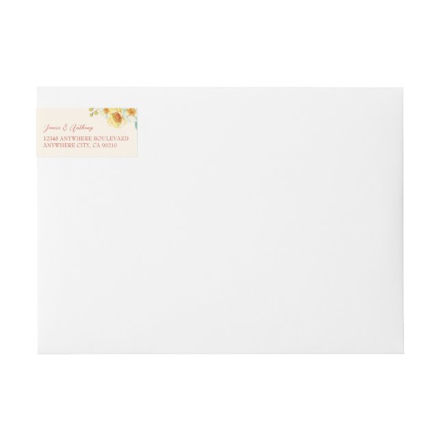 Dirección de retorno de pájaro floral amarillo bod (Anverso)