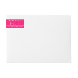 Dirección de retorno moderna "Hello" Magenta & Whi
