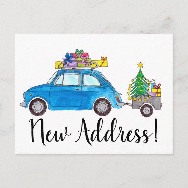 Dirección Invitación Azul Fiat 500 Navidades (Anverso)