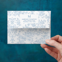 Dirección Monograma Toile Botánico Azul Francés