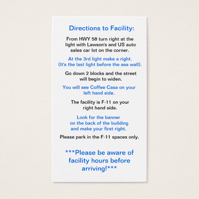 Direcciones a la instalación de Okinawa (Frente)