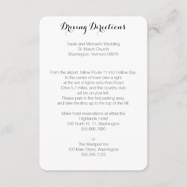 Direcciones de conducción Tarjetas de gabinete de  (Anverso)