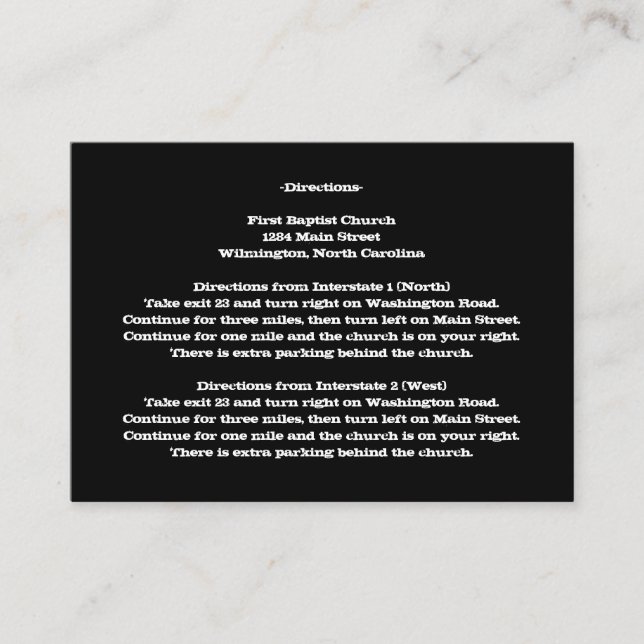 Direcciones de texto de amor Insertar tarjetas en  (Anverso)