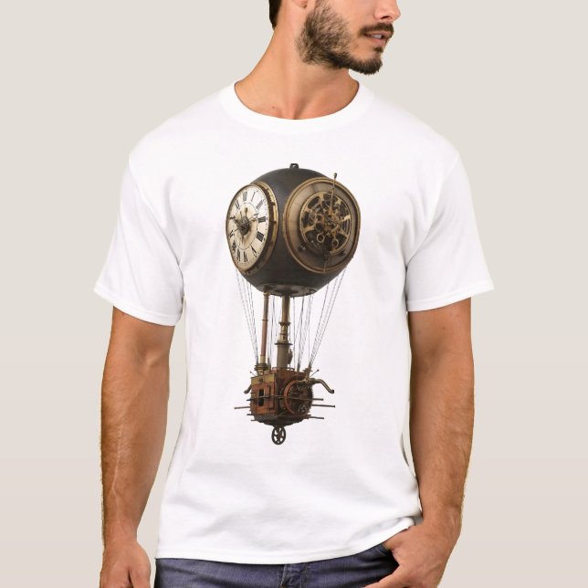"Dirigible de relojería" Camiseta gráfica Steampun (Anverso)