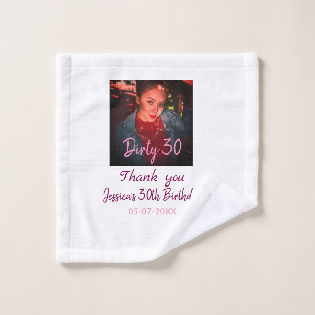 Dirty 30 Cumpleaños añadir nombre rosa añadir fech (Toallita)