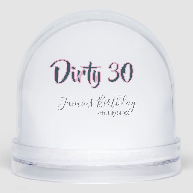 Dirty 30 happy birthday name date pink gray callig (Anverso)