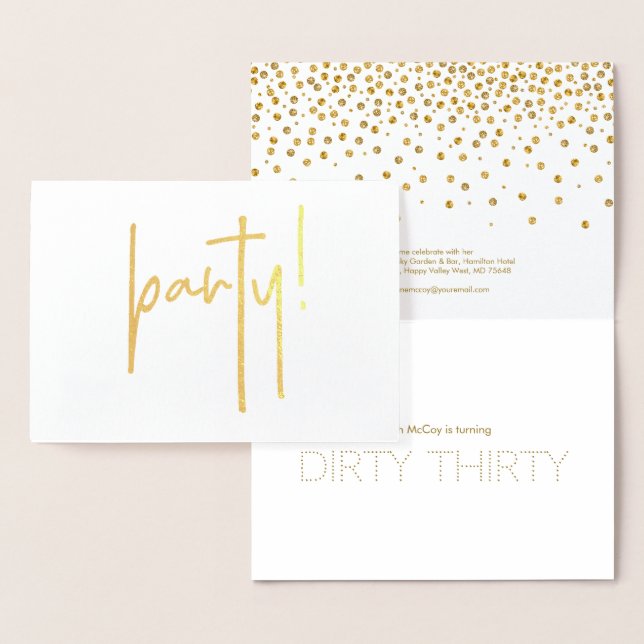 Dirty Thirty Gold Bubbly Birthday Party Invitación (Demostración)