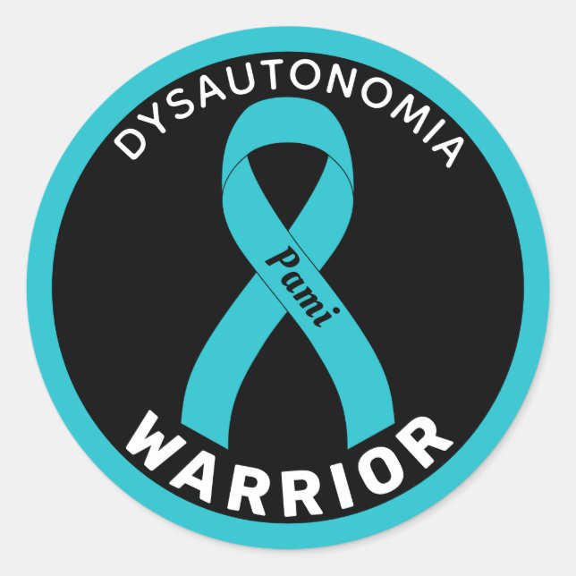 Disautonomia Warrior Ribbon Pegatina redondo negro (Anverso)