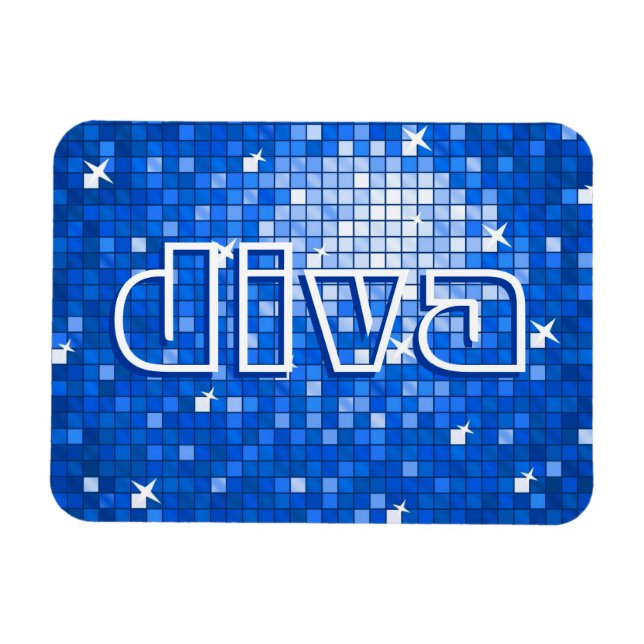Disco Azulejos Dark Blue 'diva' premium imán (Horizontal)
