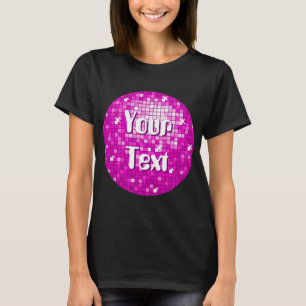 Disco Azulejos rosa 'Tu texto' camiseta redonda ne