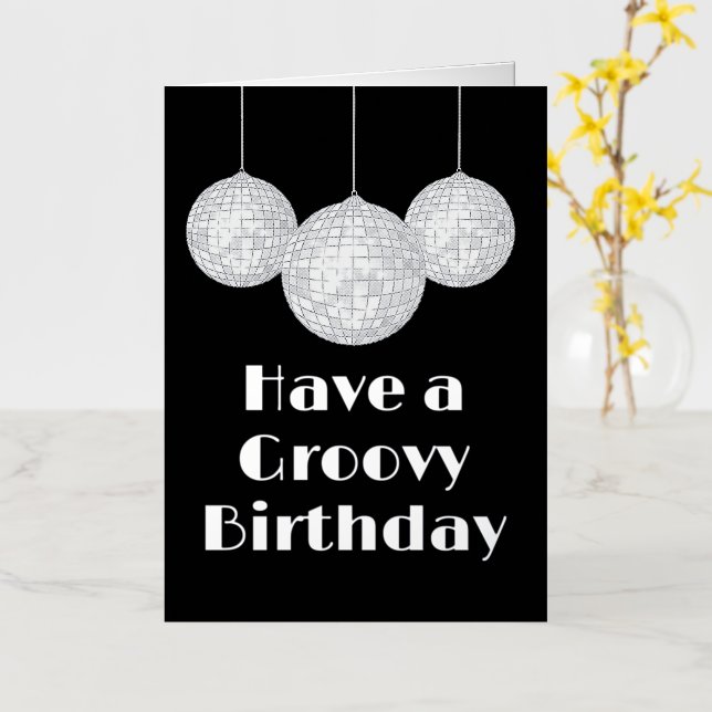 Disco Ball Groovy Birthday Silver (flor amarilla)