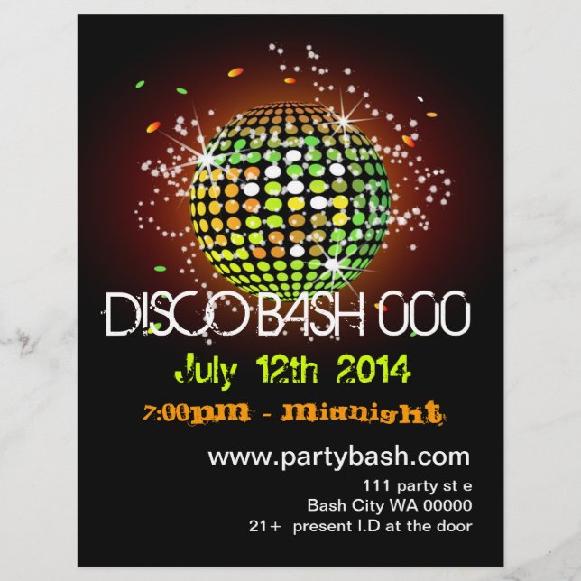 Disco Ball Party Flyer Invitation (Frente)