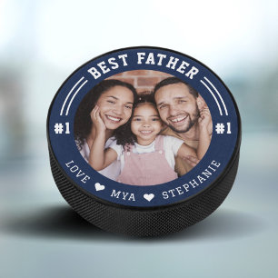 Disco De Hockey #1 Mejor foto de padre Keepsake Personalizado foto