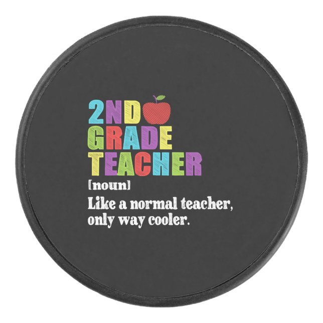 Disco De Hockey 2nd Grade Teacher Definition Funny School Gift Tee (Anverso)