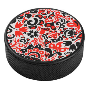 Disco De Hockey Abrupción del patrón floral del arte folklórico ét
