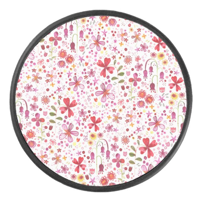 Disco De Hockey Acuarela floral moderna (Anverso)