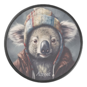 Disco De Hockey Adorable koala usando adorable gorra adaptable