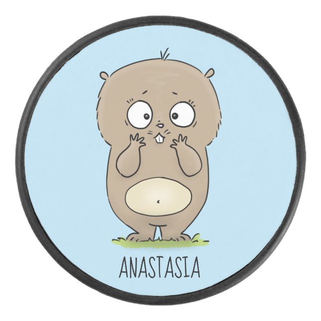 Disco De Hockey Afortunadamente adorable personalizado de hámster  (Anverso)