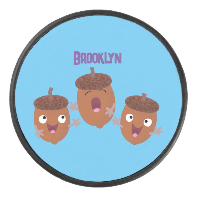 Disco De Hockey Agradables bellotas cantando personalizado para lo (Anverso)