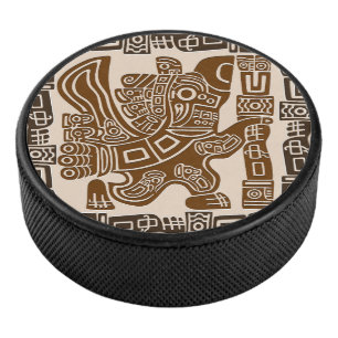 Disco De Hockey Águila azteca guerrera arte tribal antiguo