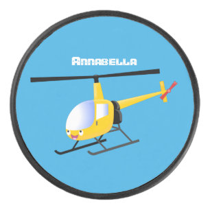 Disco De Hockey Alegre helicóptero de dibujos animados amarillo li