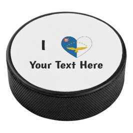 Disco De Hockey Amo (Corazón de la Bandera Azorea) Personalizado