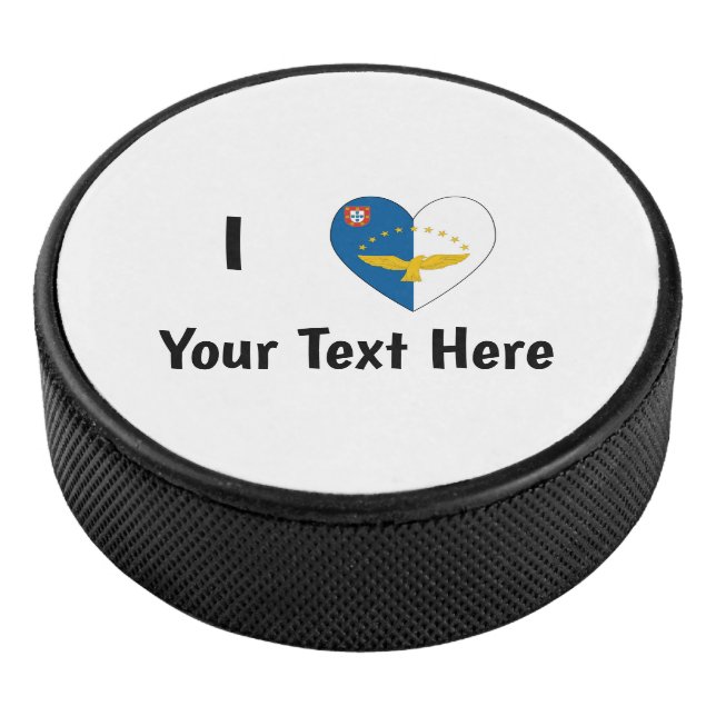 Disco De Hockey Amo (Corazón de la Bandera Azorea) Personalizado (3/4)